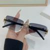 Latest Men Frameless Square Sunglasses Fashionable Women Leopard Decorative Sun Eyeglasses Outdoor Use Anti And Anti Glare Glasses UV400