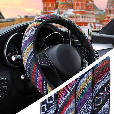YOSOLO lniana uniwersalna elastyczna osłona na kierownicę do samochodu samochód w stylu etnicznym