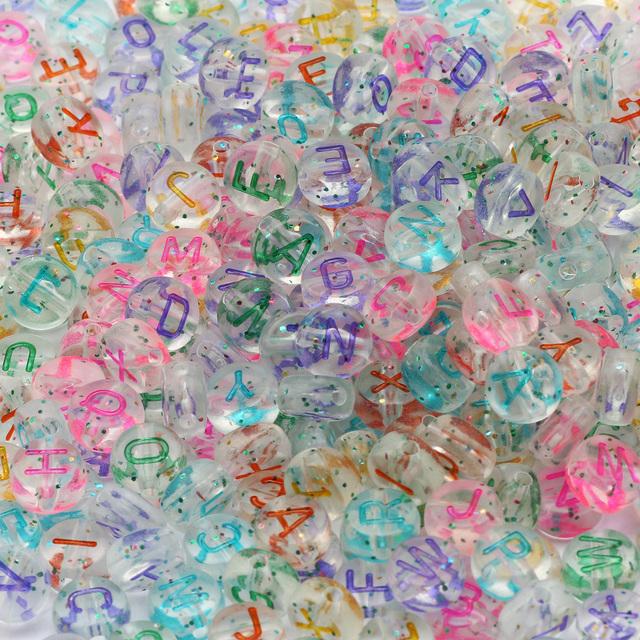 100Pcs Acrylic Flat Letter Beads Alphabet Round Smile Spacer Loose Bead For Diy Jewelry Bracelet Charm Supplies