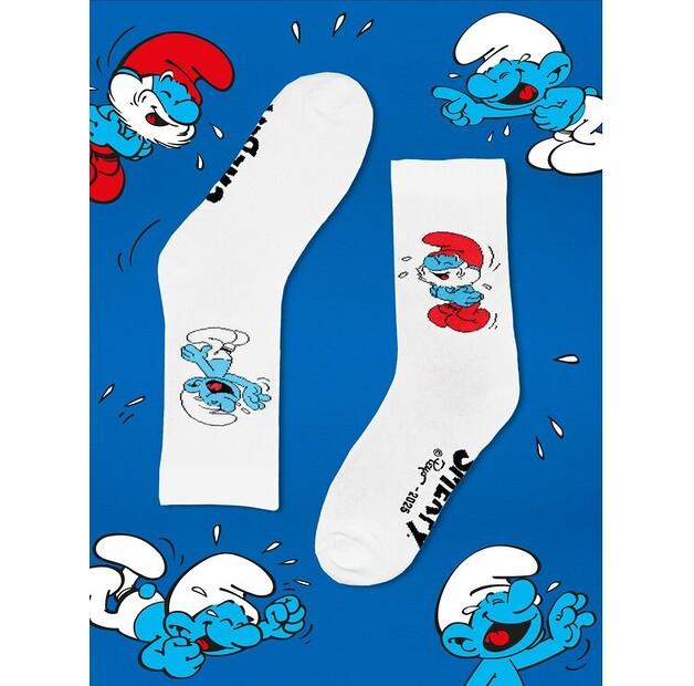 Носки длинные Smerfy Длинные носочки Белые Смурфы Папа Смурф & Хохотун uni