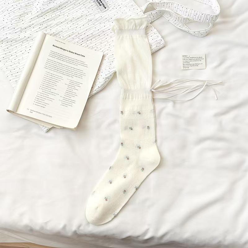 Women's Ballet Style Mesh Floral Ruffle Socks - Spring/Summer Edition