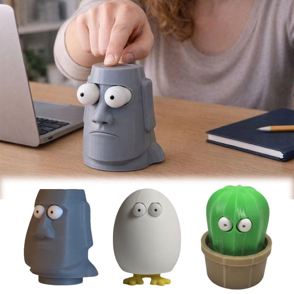 Bulging Eyes 3D Printed Fidget Figurine Pressable Stress Relief Fidget Toy Holiday GiftDesk Decor