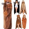 Cozy Sleep Wear Animal Wearable Blanket Hoodie, Adults Oversized Fleece Sweatshirt Comfortable Cape Sleepwear, Halloween Cosplay Costume Plush Hooded