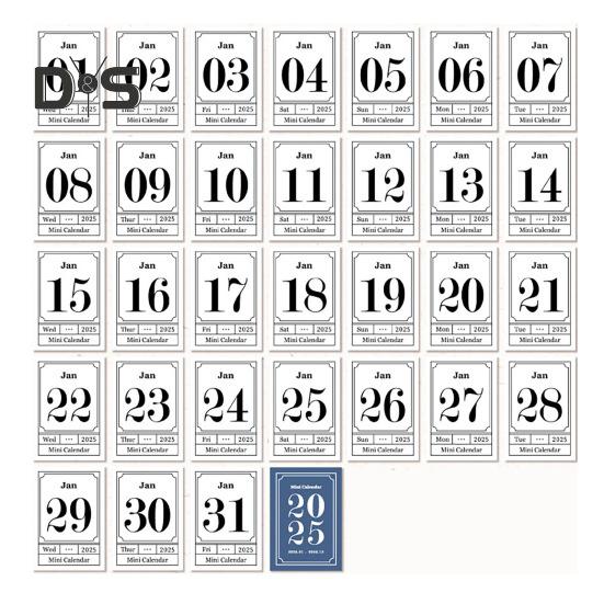 

2025 Настольный календарь в форме мини-книги Компактный портативный ретро-календарь на плотной бумаге с января по декабрь Ежемесячный планировщик синий