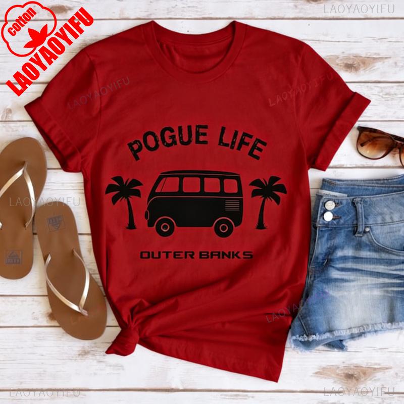 Pogue Life Outer Banks Surf Van OBX Lovers Gift Show Fans Unisex Shirt Allmatch Regular Short Sleeve Printed Tshirt Tops
