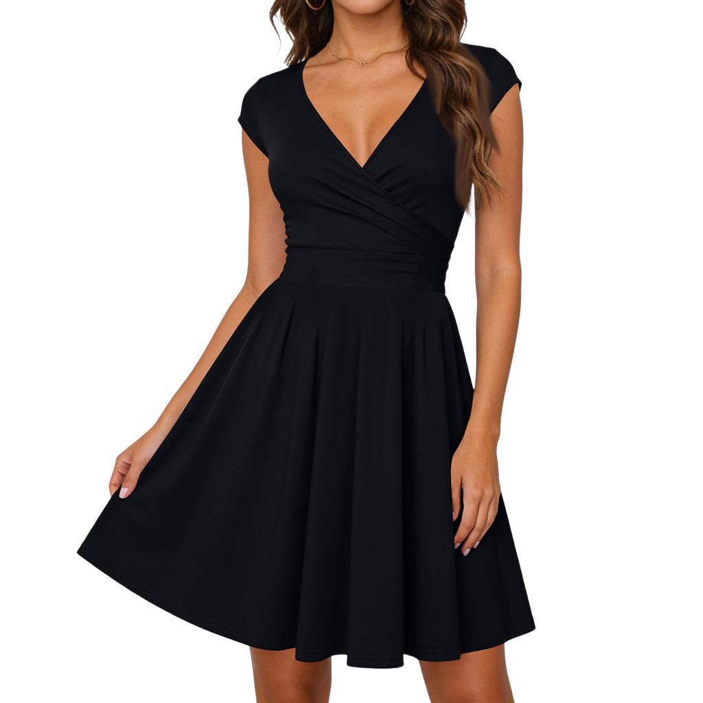 Women's Dress Casual Flowy Dresses V-neck Vocation Boho Beach Sundress