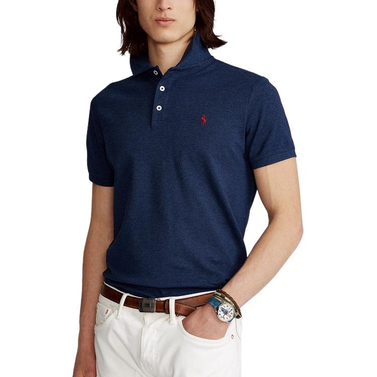 Polo Ralph Lauren Small Pony Embroidered Casual Slim Fit Short Sleeve Polo Shirt Men tops Blue MNPOKNI1N821152-400