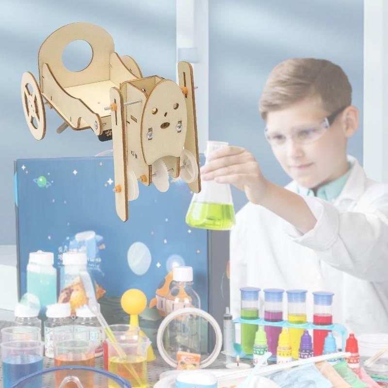 Wooden Diy Robot Pull Car Creative Science Experiment Toy For Grade 5 Students Steam Education