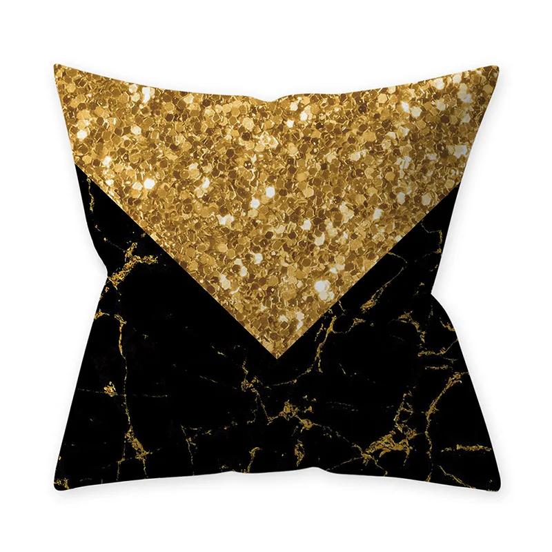 Golden Black Pattern Decorative 45*45CM Cushion Cover Polyester Throw Pillowcase Sofa Home Car Decorative PillowCover