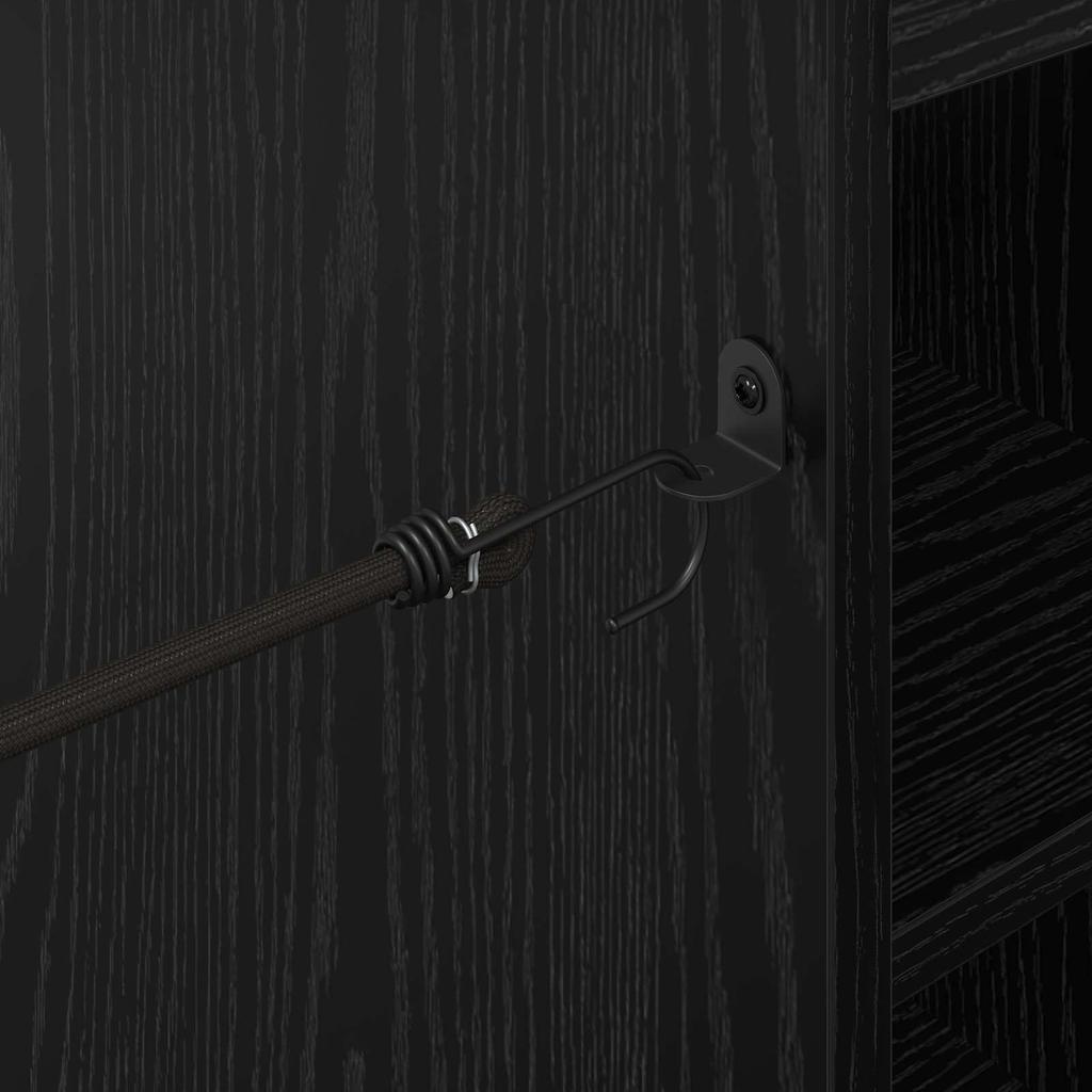 Golf Cabinet with Wheels Universal Black Oak Effect 90 x 45 x 98 cm