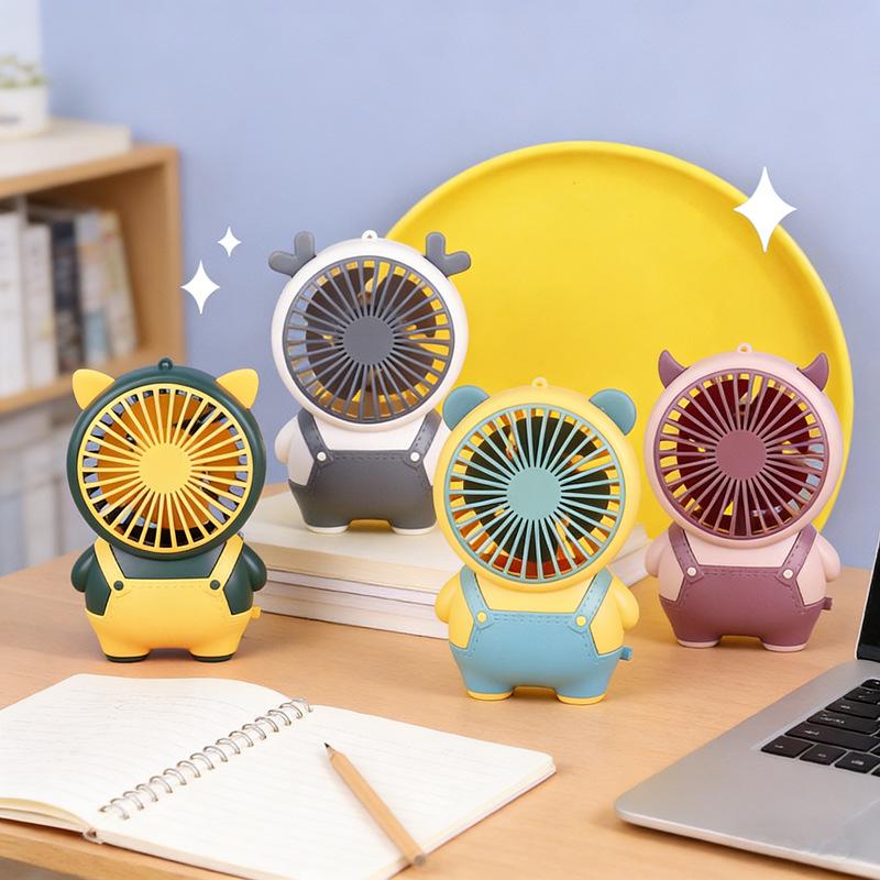 Portable Rechargeable Mini Fan with Three Speeds - Cartoon Design for Kids