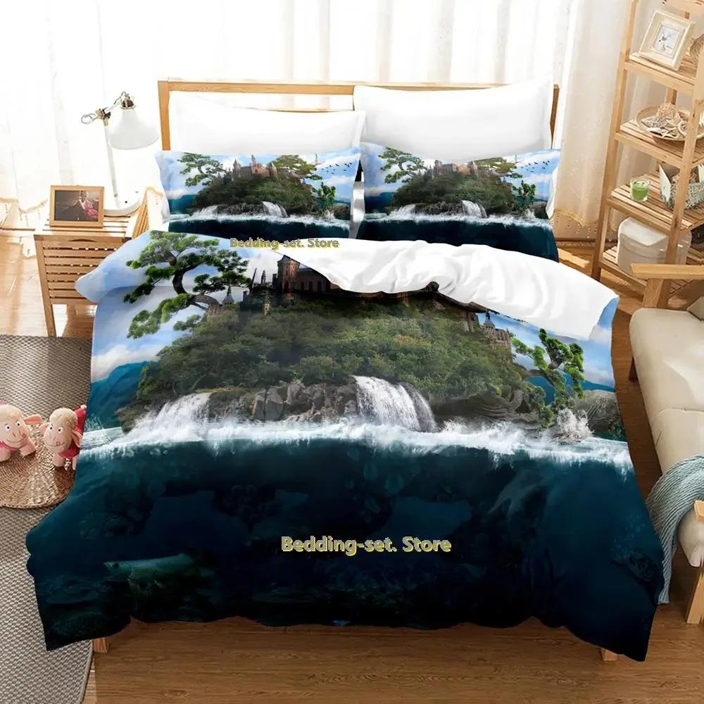 2023 World Turtles Turtle Island Bedding Set Cartoon Anime Three-piece Set Adult Kid Bedroom Duvetcover Sets 3D Kawaii Animal