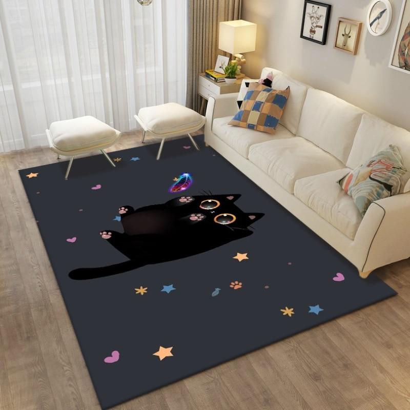 Cartoon Cute Cat Animals Carpets Rug for Living Room Bedroom Children's Room Decorative Floor Mat Kithen Bath Non-slip Area Rug