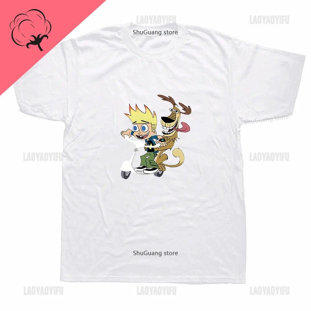 Nostalgia Cartoon Johnny Test Print Tops Vintage Lovely Kawaii Clothes Unisex Graphic T Shirts Casual Harajuku Cotton Ropa Mujer