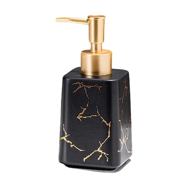 Ceramic Soap Dispenser Marble Detailing Liquid Container For Hand Wash Shampoo And More Refillable