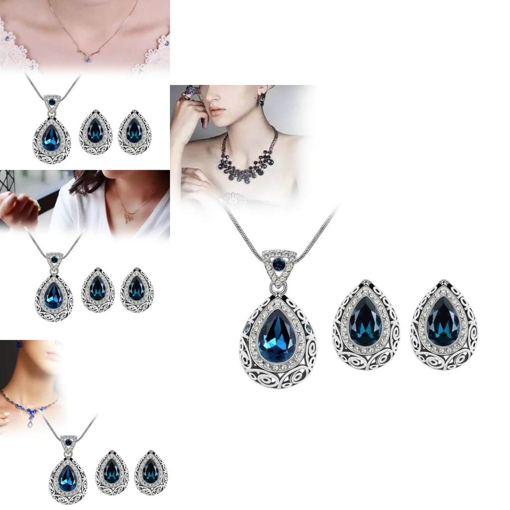 Sparkling Crystal Earring Necklace Collection With Electroplated Finish For Giftgiving