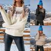 Maglione da donna autunno e inverno Maglione lavorato a maglia jacquard color block vintage Maglione pullover ampio di grandi dimensioni