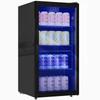 93L Drinks Fridge, 115 Can Freestanding Beer Fridge with Glass Door, Adjustable Shelves, LED Light, for Beer Soda, Black