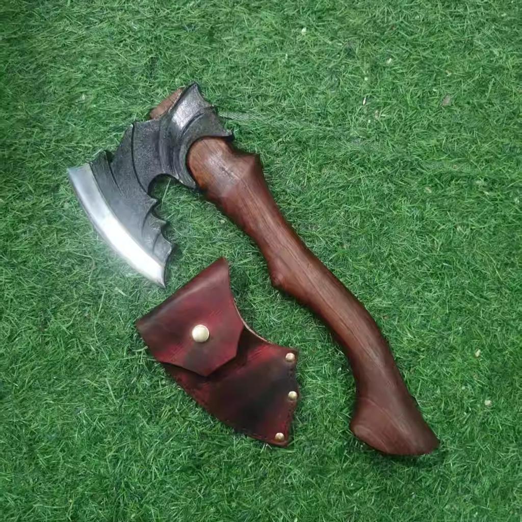36cm Carbonized Handle Dragon Spine Multi-functional T actical Axe Outdoor Survival Axe Convenient Firewood Splitting Tool