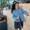 Girls Spring and Autumn Round Neck Single-breasted Blouse Casual Solid Color Middle and Large Children Jacket