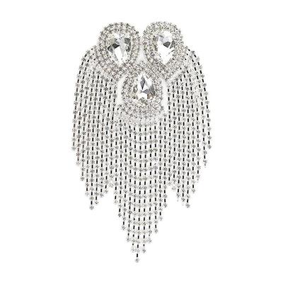 Zarte Pin Perlen Quaste Epaulette Strass Lange Kette Brosche DIY Galvanisierung Schulterschmuck Herren Damen