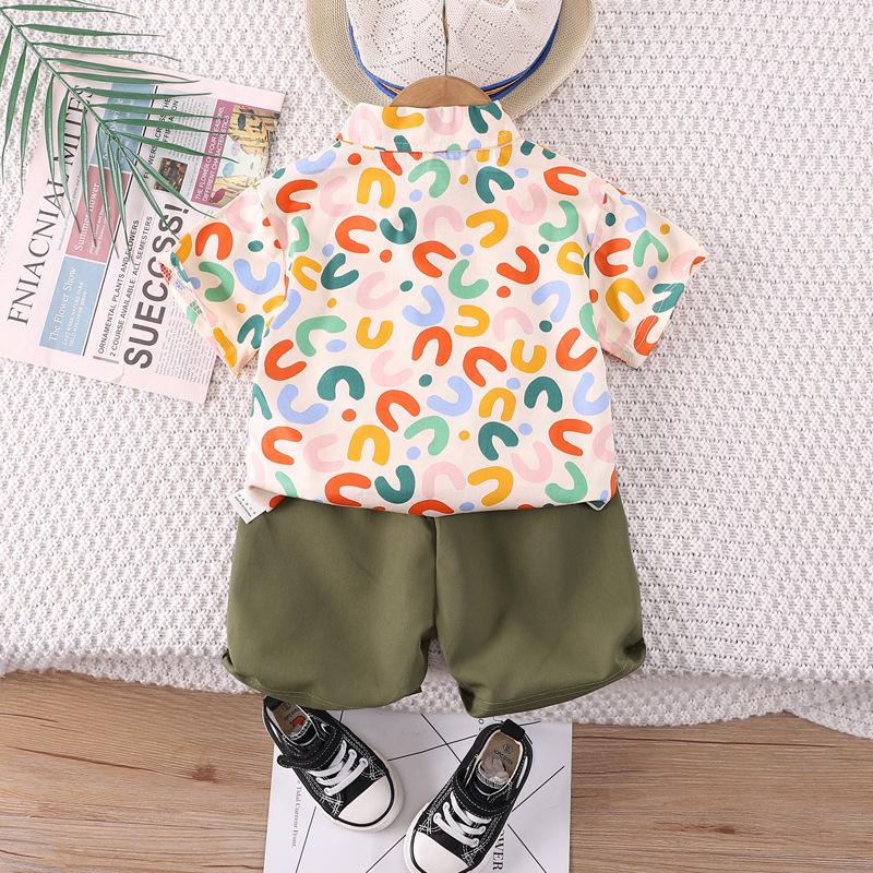 Children's Clothes Printed T-shirt Summer Sets Boys Short Sleeve Suit Baby Shirt and Shorts 2 Piece Set