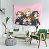 Pink Wave Dot Light Tone Girl All Japanese Anime Tapestry, Soft Wall Hanging for Bedroom Living Room Decor