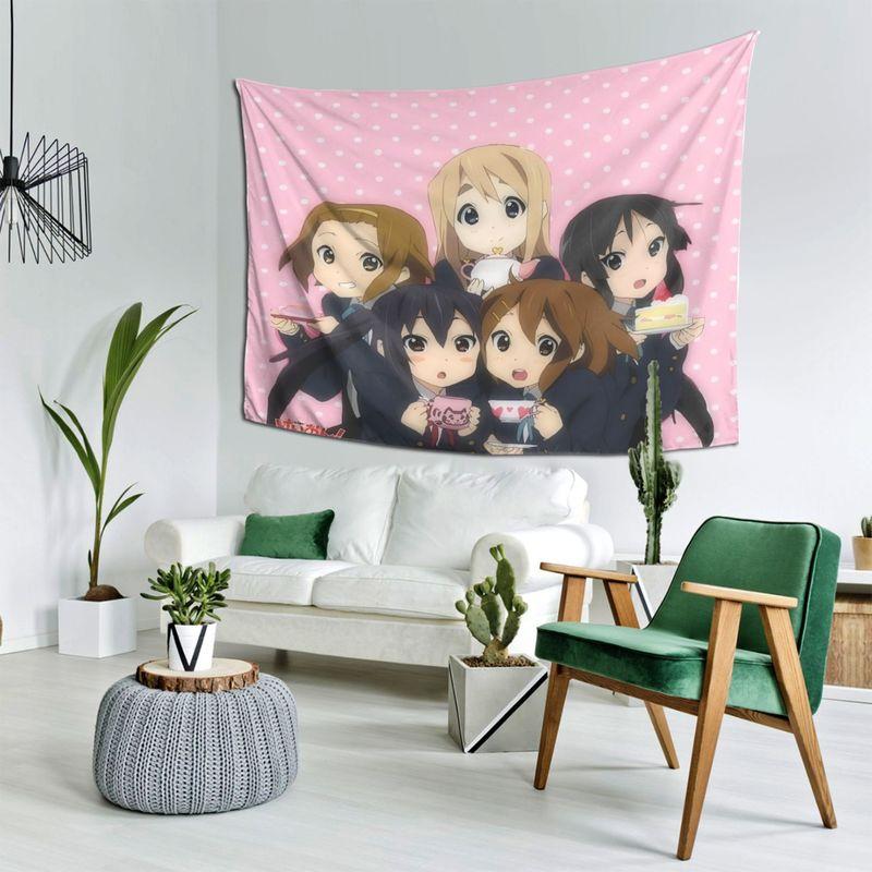 Pink Wave Dot Light Tone Girl All Japanese Anime Tapestry, Soft Wall Hanging for Bedroom Living Room Decor