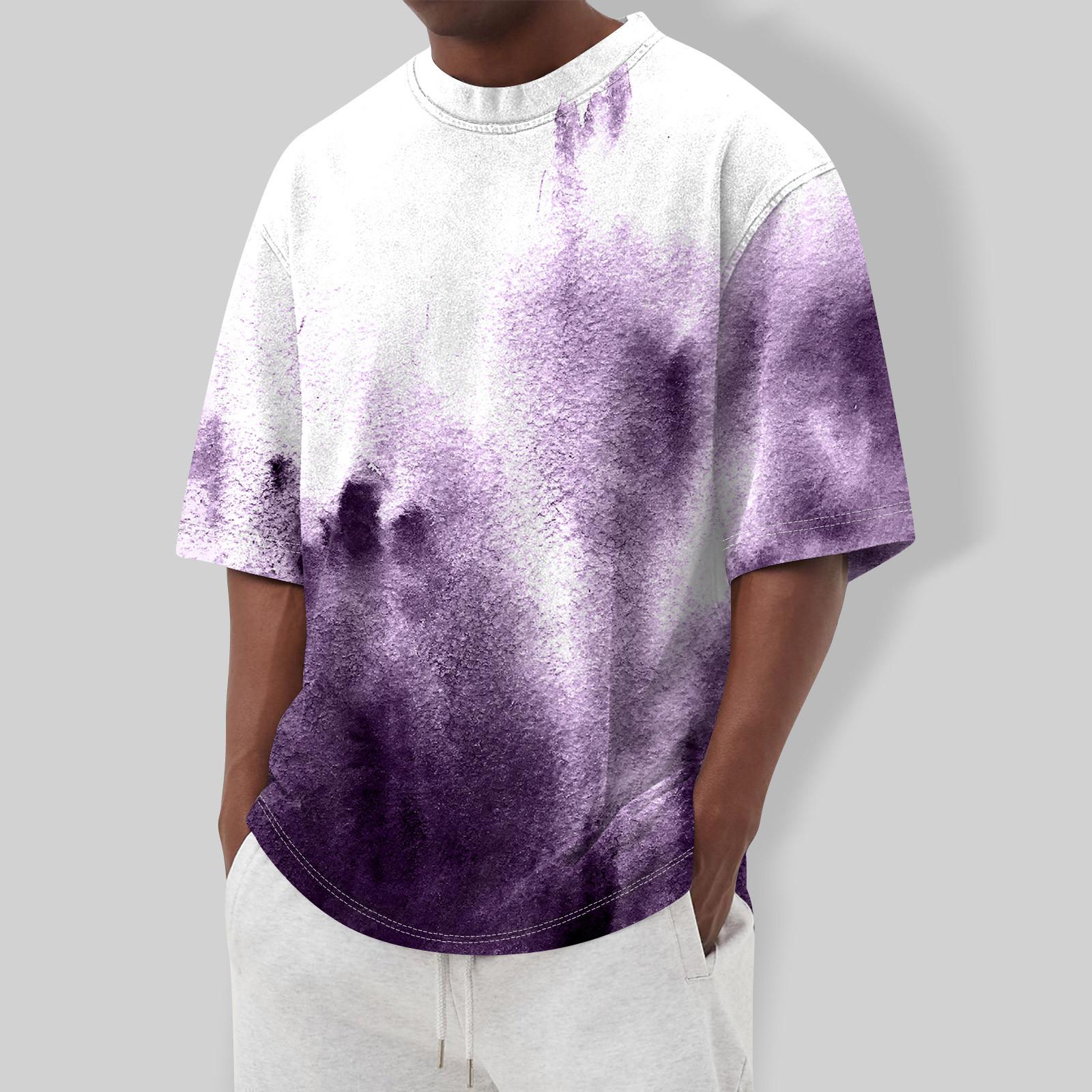 

Летняя мужская популярная футболка с круглым вырезом и коротким рукавом с принтом L светло-фиолетовый