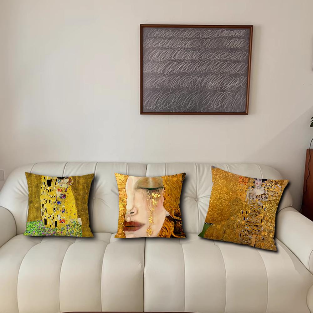 Art Gustav Klimt The Kiss cushion cover For Bedroom Car Coffee Shop Room Soft and Living Room Sofa Decorative Pillow Cover Case