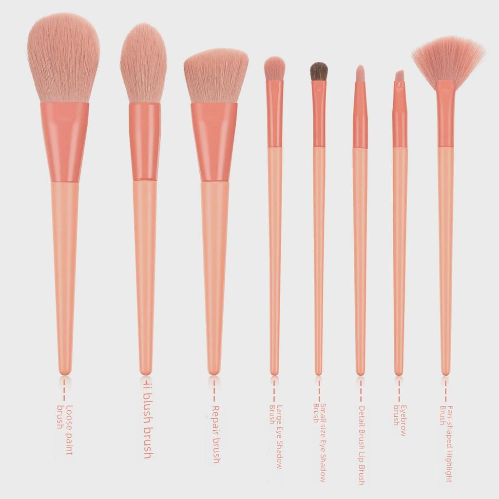 Nongying 8-Piece Animal Hair Makeup Brush Set with Storage Bucket for Beginners