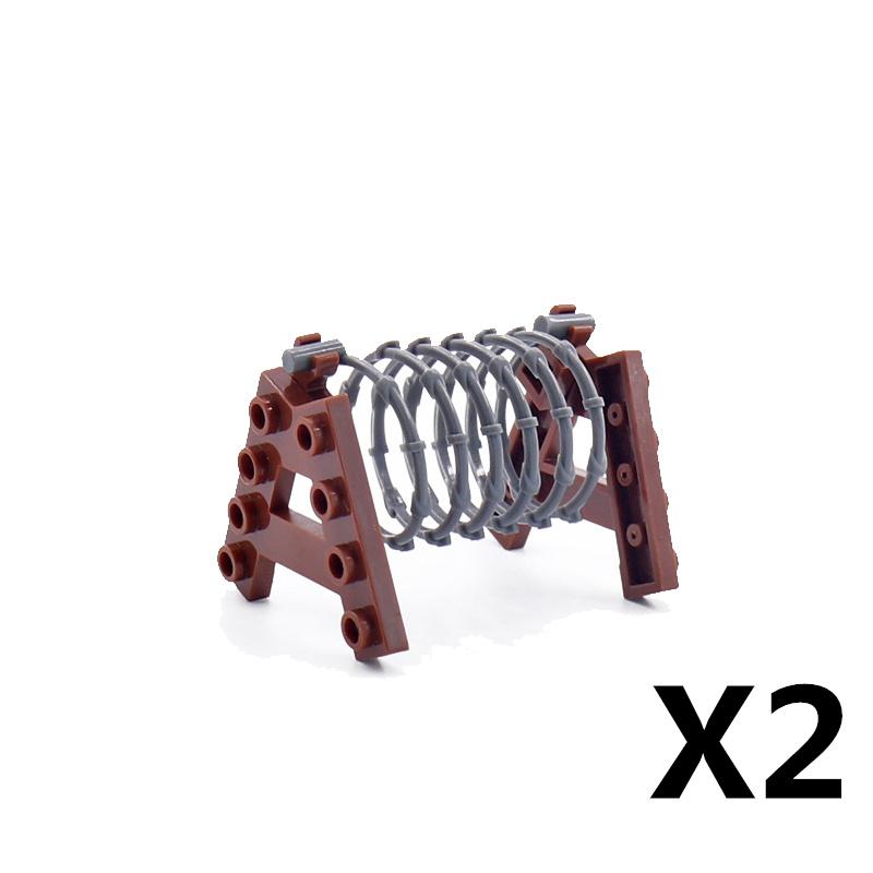 Militär Szene MOC Bausteine Spielzeug Zubehör Soldat Figur Stacheldraht Sandsack Zelt Medizinische Box Kette 30104 Straßensperre K042