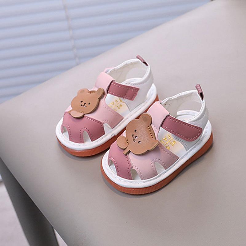 Summer Shoes for Boys and Girls 1-2 Years Old, Infant Squeaky Shoes with Sound, Soft-Soled Walking Sandals.