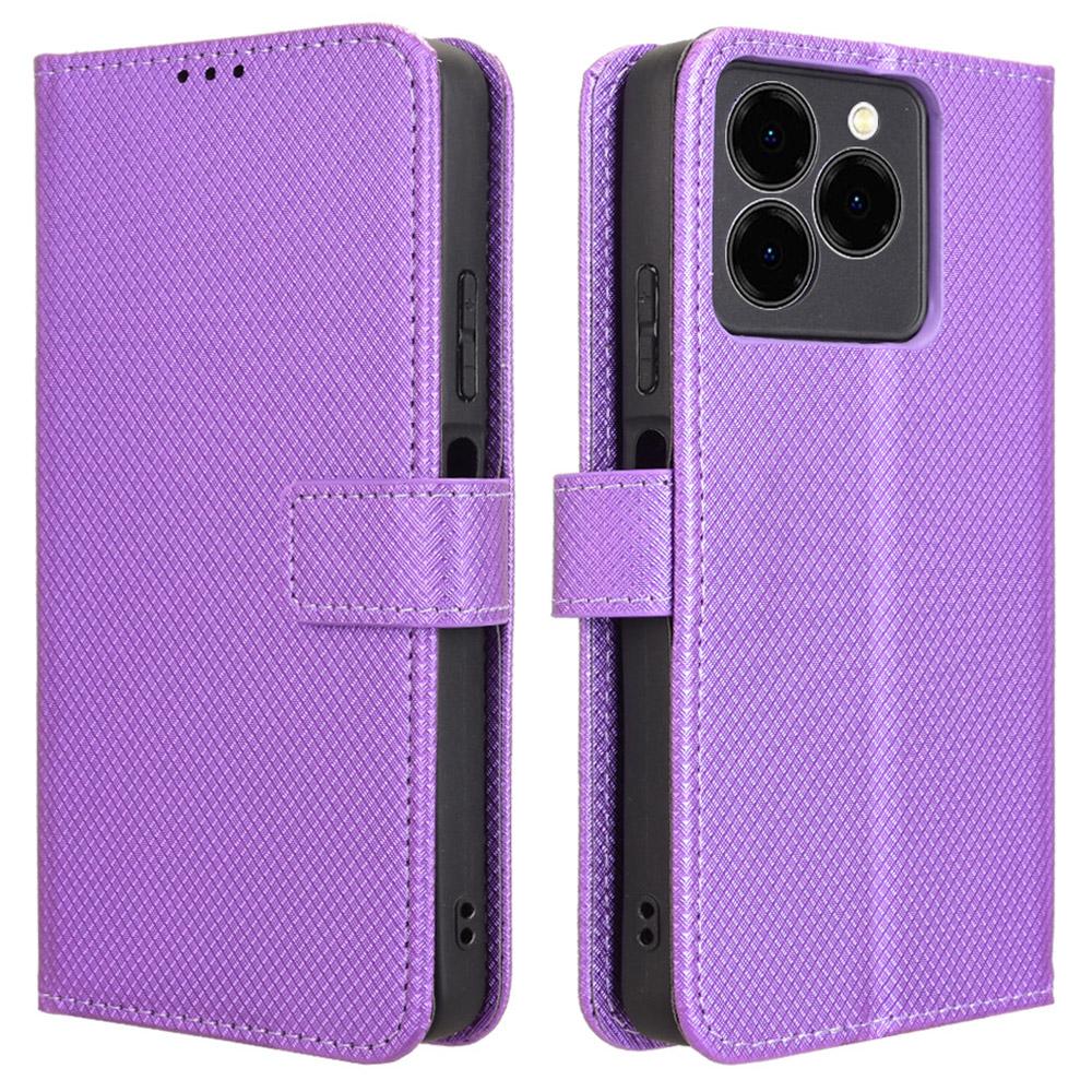 

Для Meizu Note 21/Ulefone Note 20 Pro Чохол PU Шкіра Діамантова Текстура Гаманець Чохол для Телефону Purple