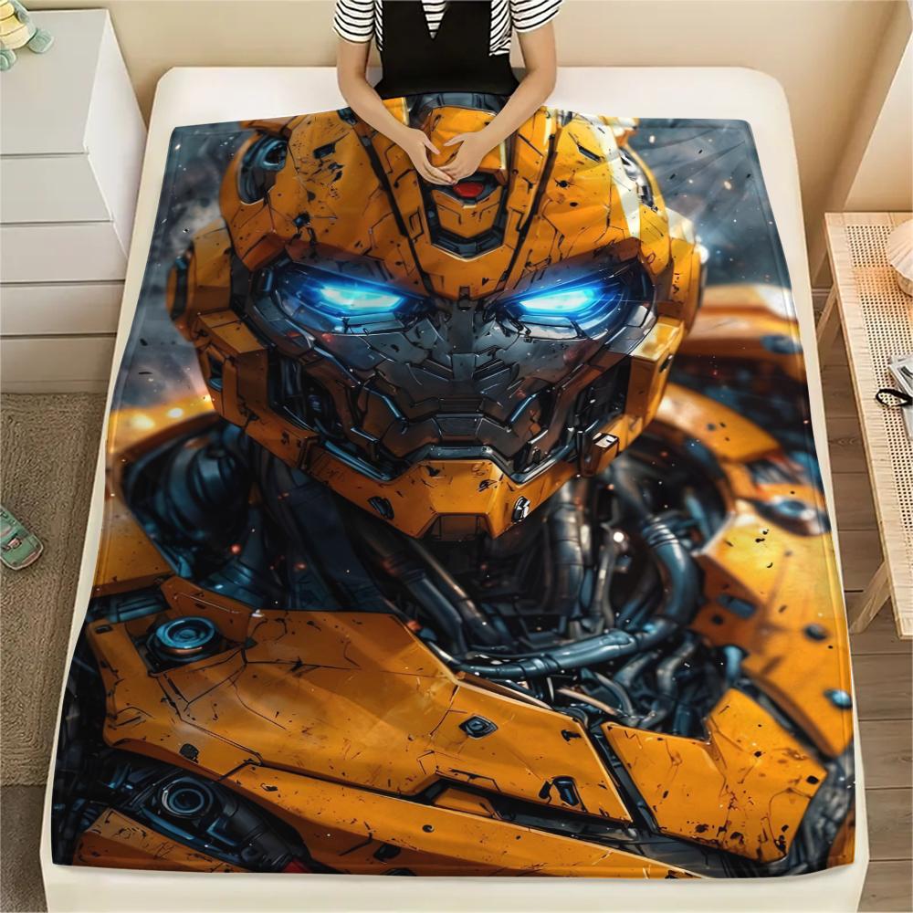 1Pc Bumblebee Print Flannel Blanket, High quality Comfortable for All Seasons, Home Decor, Warmth and Comfort, Perfect for Christmas Gifts