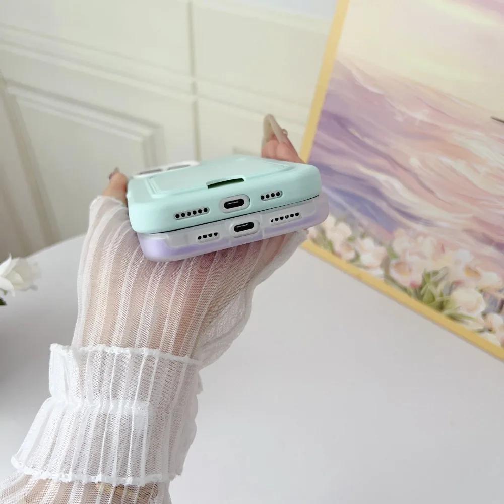 2 in 1 Candy Color Phone Case For iPhone 16e 16 Pro Max 15 14 Plus 13 12 11 with Card Holder Protective Cover