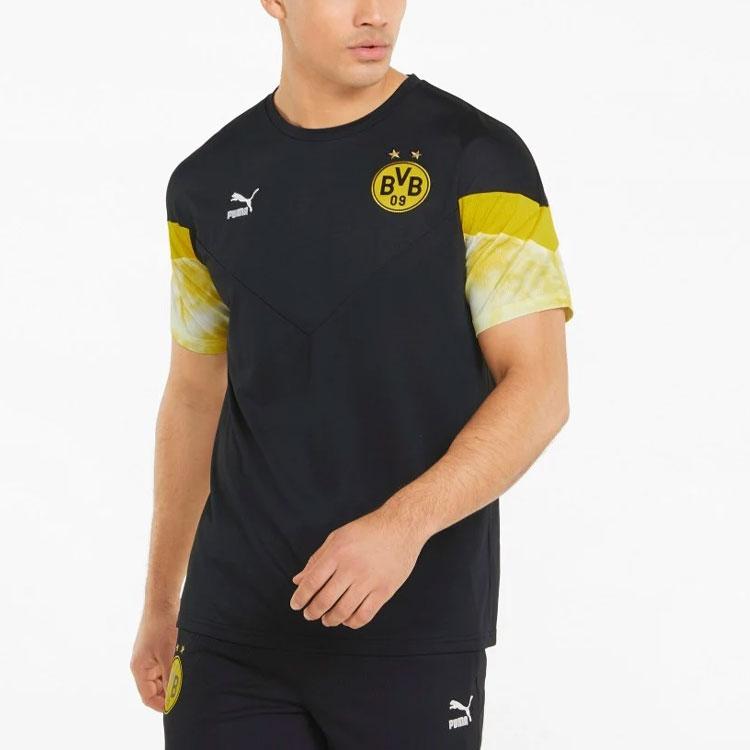 Puma Pánské tričko s krátkým rukávem a logem v colorblockovém provedení, s kulatým výstřihem, černé 765038-02