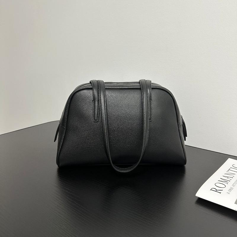 

Autumn and winter niche light luxury simple relaxation commuter bowling bag first layer cowhide underarm tote bag shoulder bag women чорний