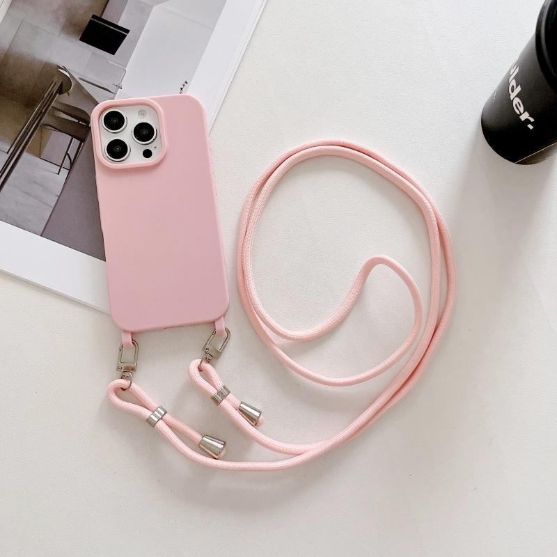 

Portable Lanyard Case For iPhone 17 16 Plus 11 12 13 14 15 Pro Max Shockproof Crossbody Cord Strap Necklace Soft Candy Cover for iPhone X XS