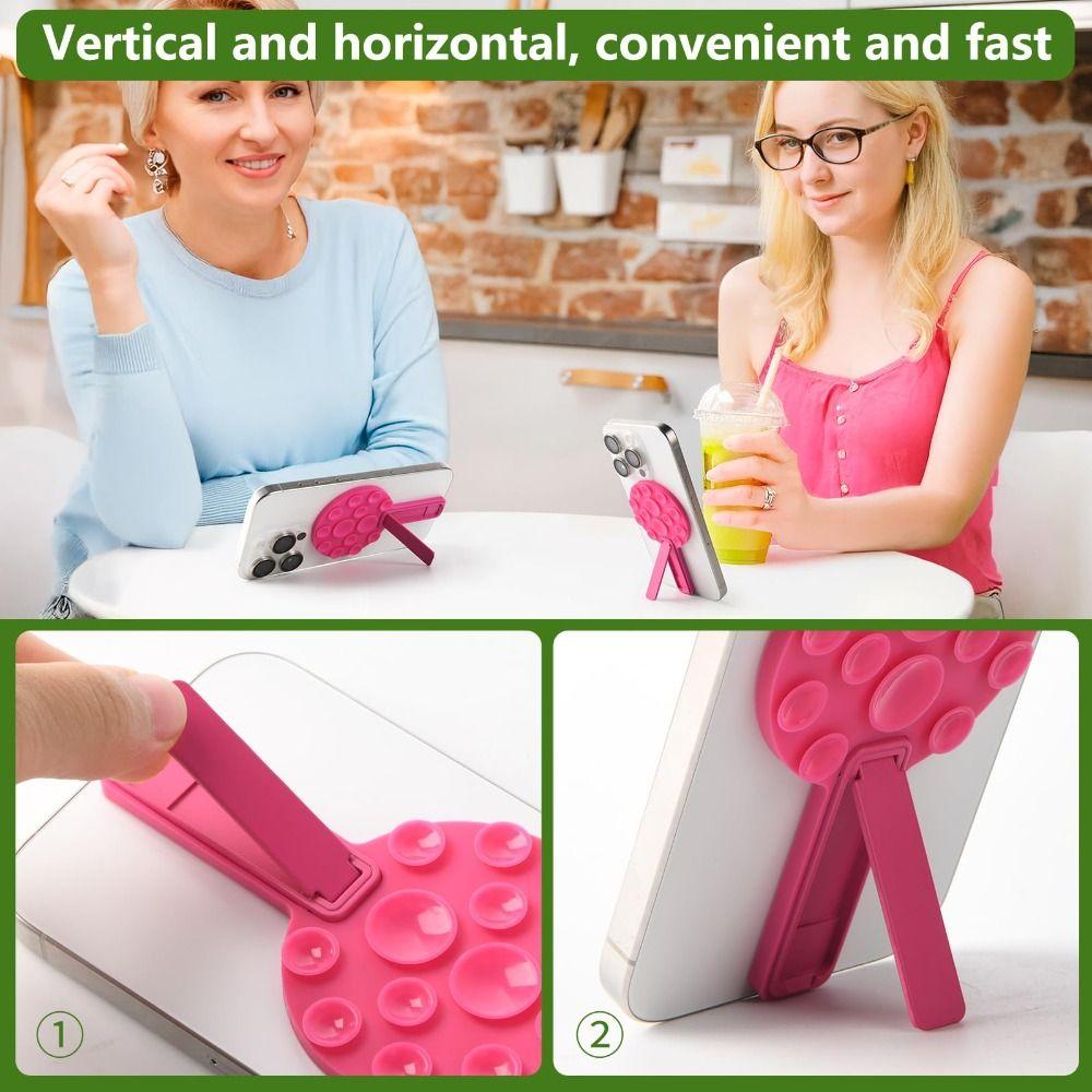 2 in 1 Phone Holder Silicone Mobile Phone Stand Universal Suction Cup Phone Mount