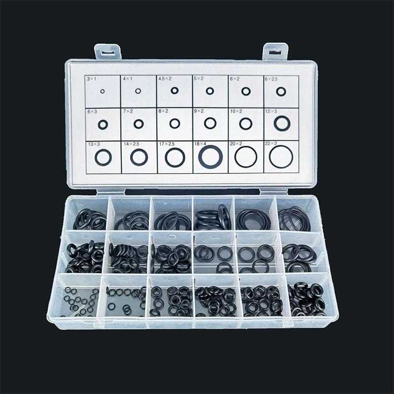 225pcs O Rings Silicone Seal Sealing O-Rings Washer Rubber Assortment Kit Set Box Repair Gasket for Car Air Conditioning Sealant