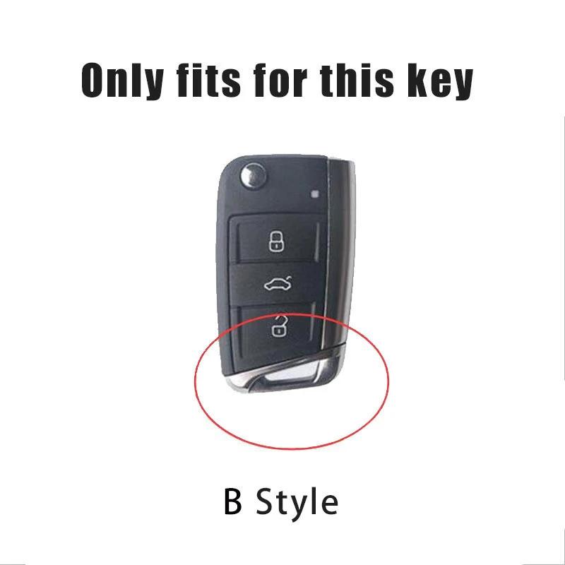 For VW Zinc Alloy Leather Car Key Case Protection Cover Shell Fob for VW Volkswagen Golf 7 MK7 Tiguan MK2 T-roc T-cross Access