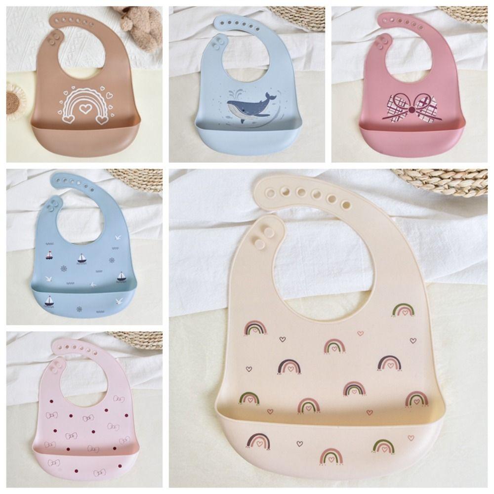 Soft Silicone Baby Bibs with Food Catcher Teething Drooling Bib  For Girls Boys Toddlers