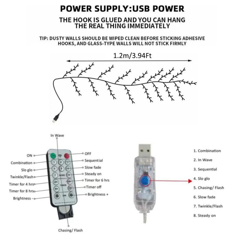 

Пульт дистанционного управления, имитация ветки сакуры, светодиодный светильник из ротанга, гибкий декоративный светильник, зарядка через USB