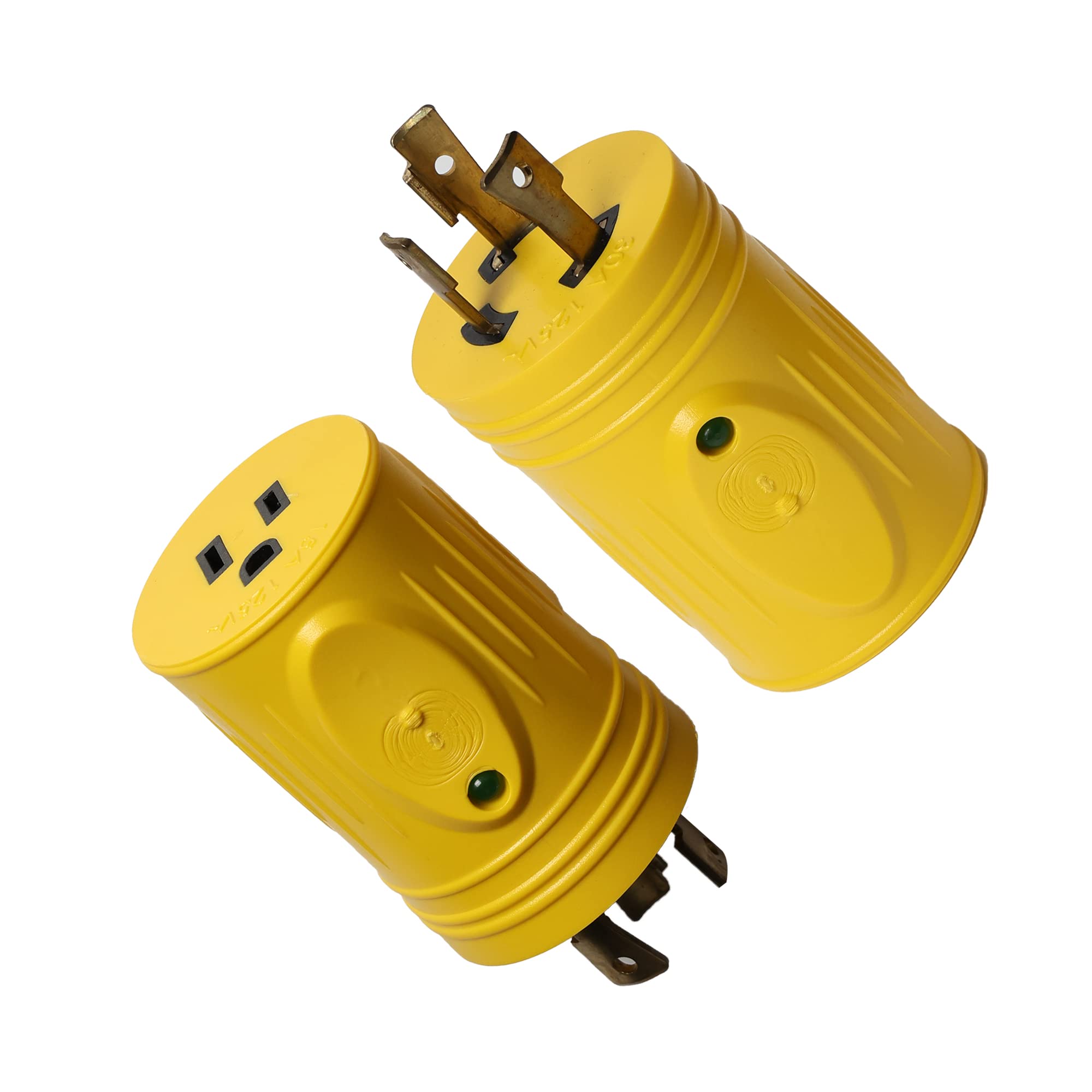 

Marvine Кабель Адаптер живлення з берега 30A Блокуючий Вилка L5-30P до 15A5-15R Розетка (зі світлодіодом) Дисплей