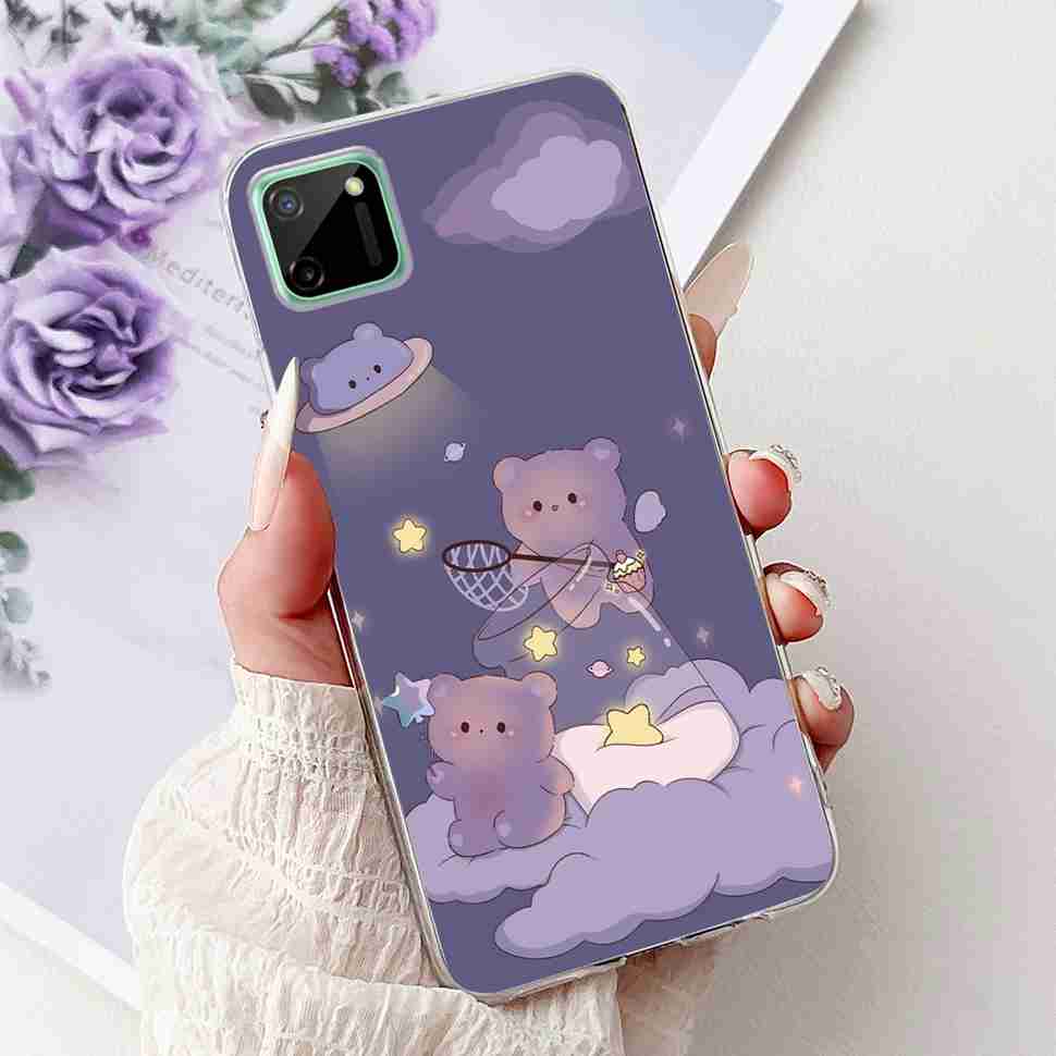 For Oppo Realme C11 6.5" Case Colorful Butterfly Soft Silicone TPU Cover For Realme c11 C11 RMX2185 Fashion Flower Phone Cases