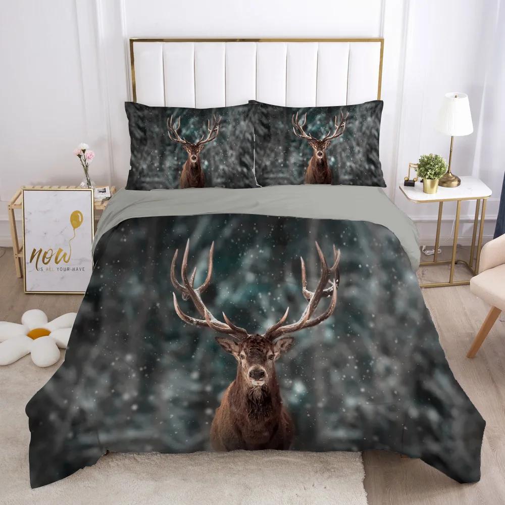 High Definition Print Comfortable Quilt Cover Bedclothes Home Textile 3d Anima Der,Wolf,Tiger Soft Comfortable Hot Beding Set Winter