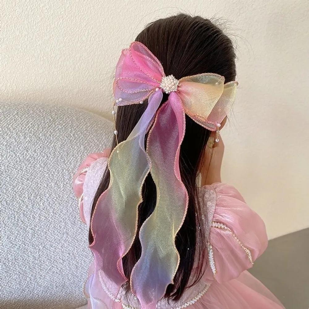 Pearl Chain Drop Point Hair Clip Children's Day Gift