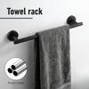 Black Stainless Steel Bathroom Towel Rack Wall Mounted Shelf Set Bath Towel Holder Hardware Accessory Kit for Shower Room