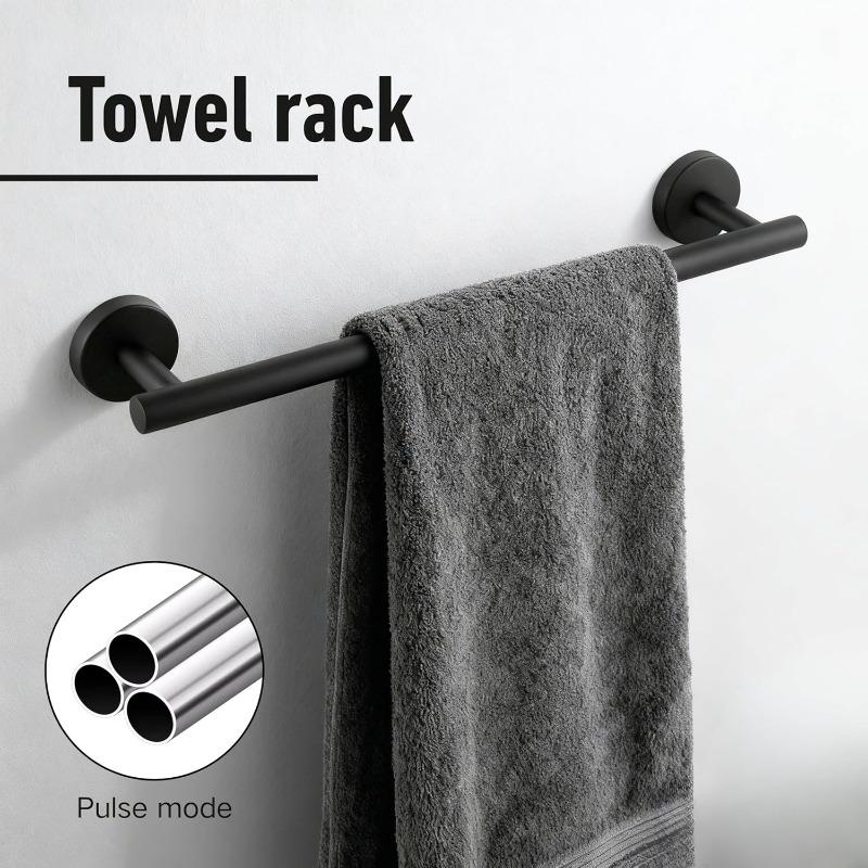 Black Stainless Steel Bathroom Towel Rack Wall Mounted Shelf Set Bath Towel Holder Hardware Accessory Kit for Shower Room